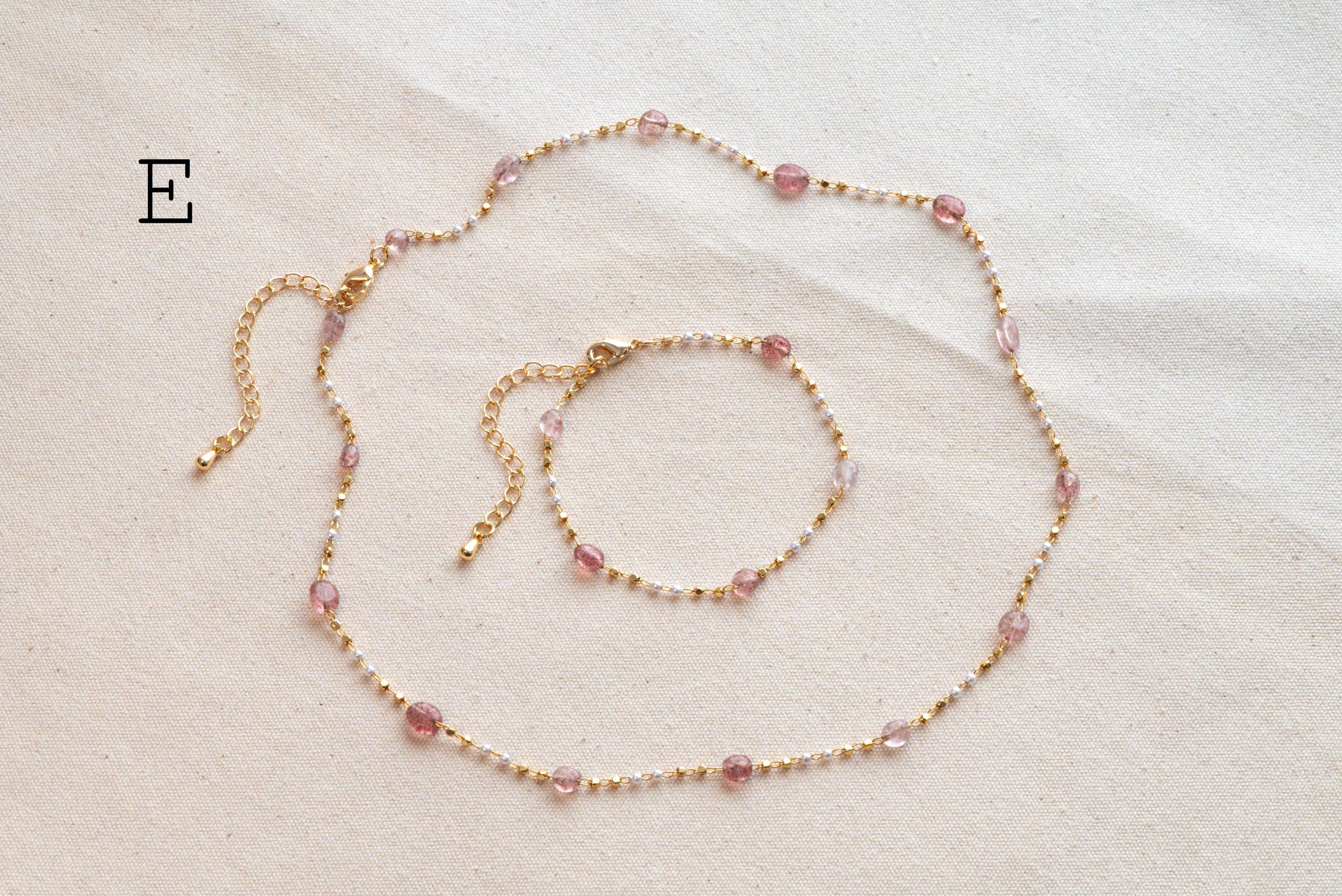 Natural Gemstone faux Pearl Chain Bracelet Necklace Anklet, Gold Beaded Jewelry, Minimalist Layering Chain, Jewelry Supplies (#LK-625)